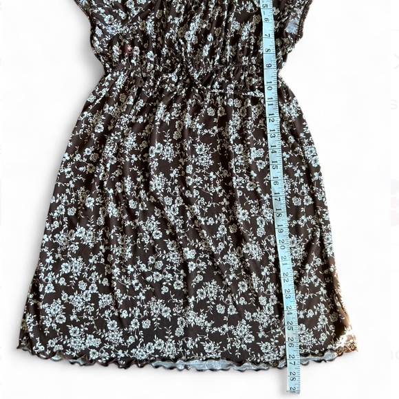 Y2K Babydoll Brown Floral Tunic Top - Picture 4 of 8